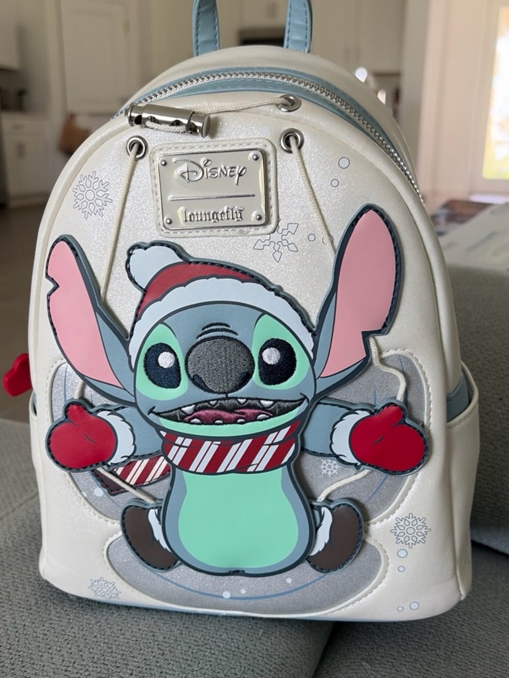 Loungefly White & Pastel Stitch Holiday Mini Backpack